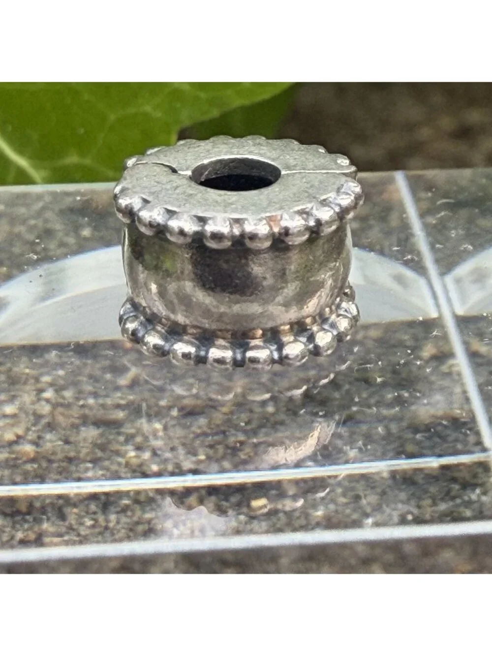 Authentic Pandora Moments Beveled Clip Charm Bead Silver 925 ALE 790267 Retired